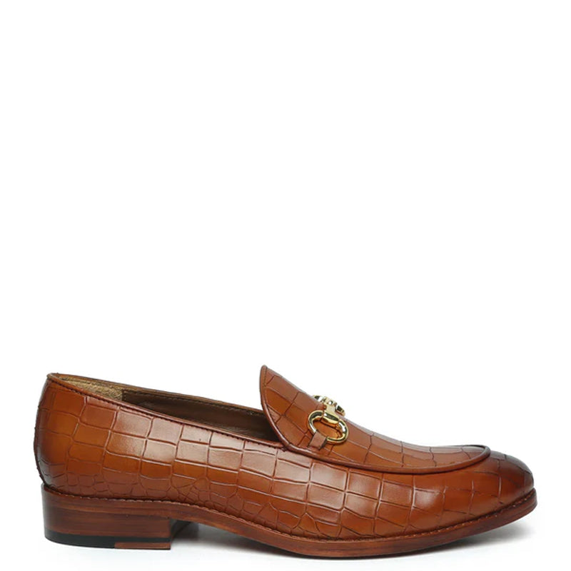Deep Cut Leather Horse-bit Buckled Burgundy Loafer