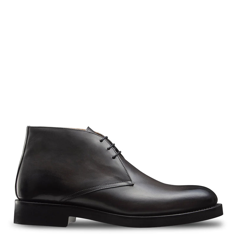 Men Classic Plain Italian Leather Chukkas Boot Black Men Classic Plain Italian Leather Chukkas Boot Black
