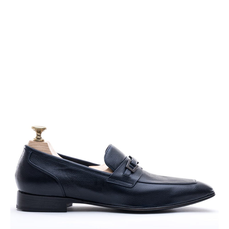 Men Solid Slip On Trim Leather Loafer Black