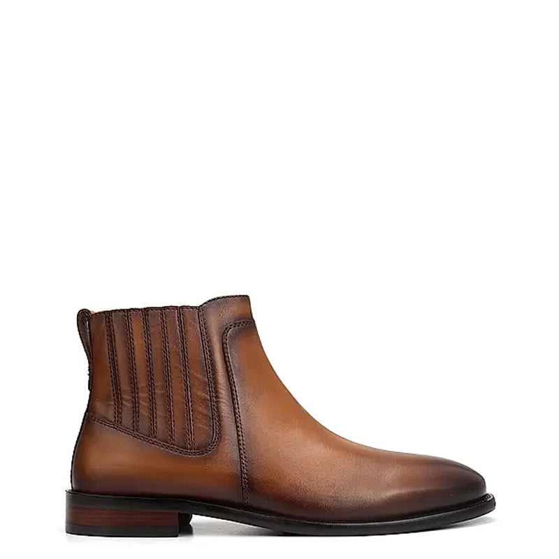 Mid-Top Plain Leather Handmade Stylish Chelsea Boots