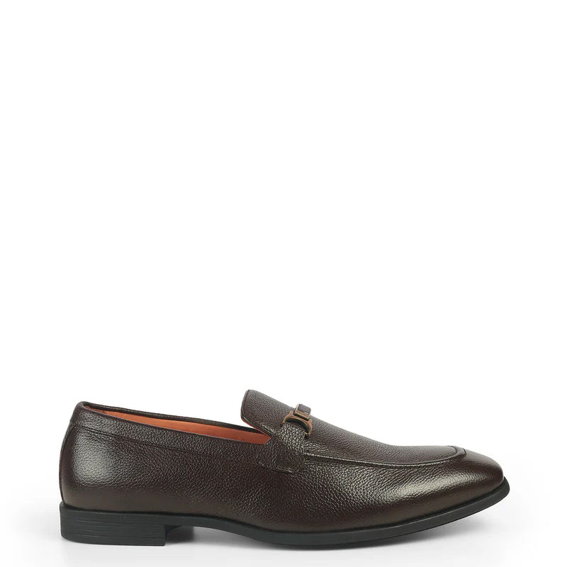 Pure Leather Textured Moccasins Loafer Brown