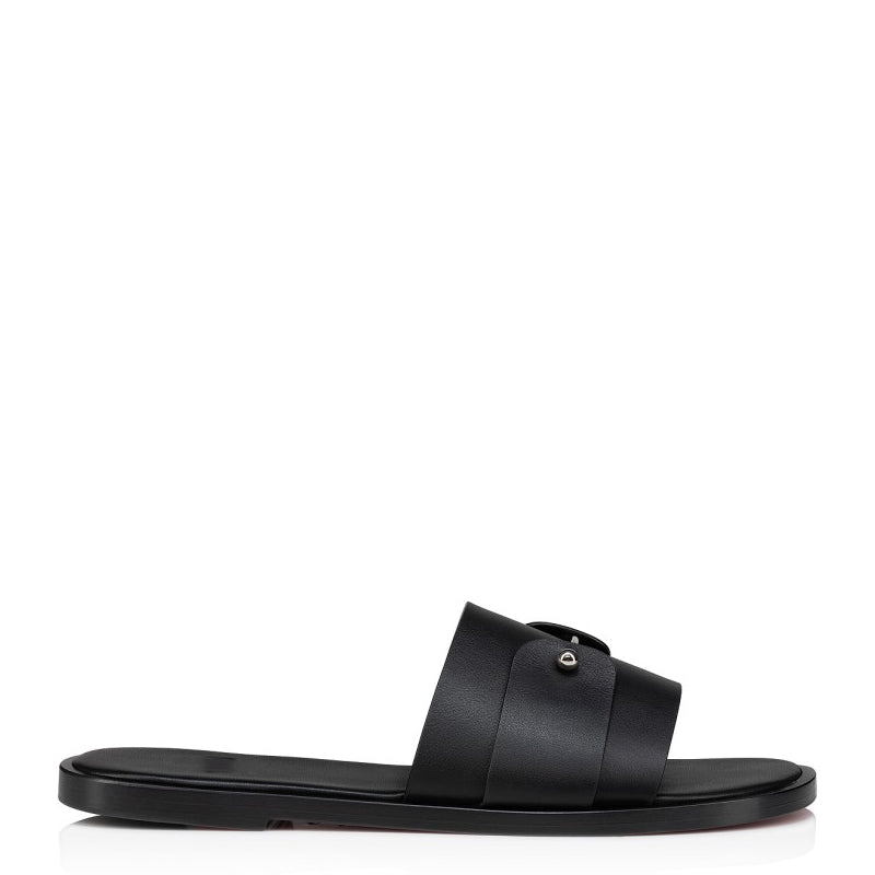 Men Slip-On Leather Comfort Black Sandal