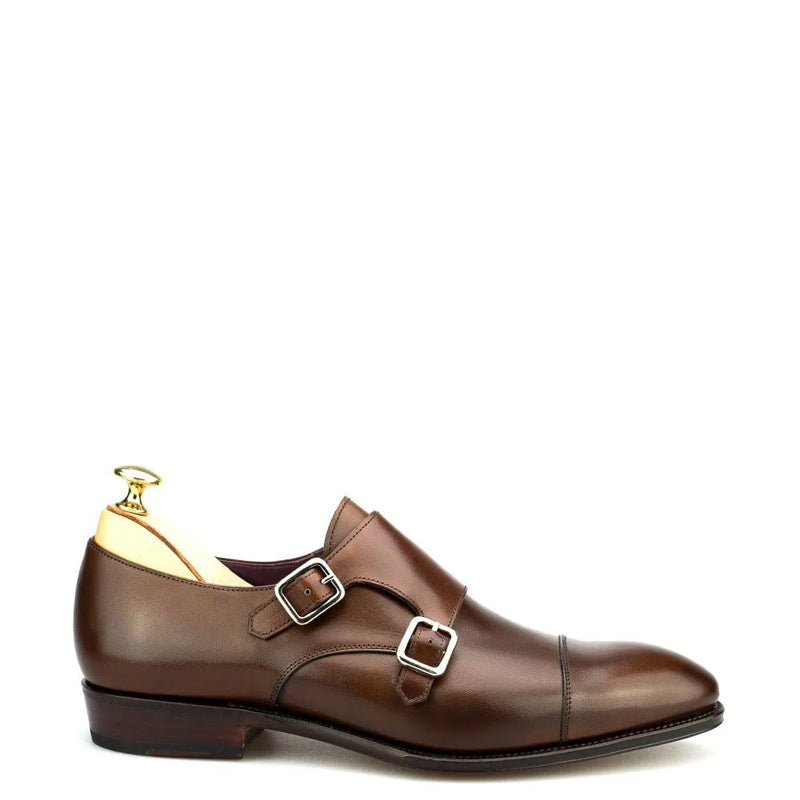 Premium Captoe Leather Double MonkStrap Shoe Brown