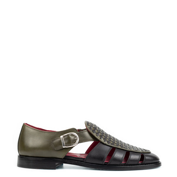 Men Textured Leather Peshawari Tan Comfort Sandal