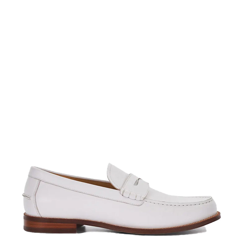Leather Penny Trim White Loafer For Men Italian Shoes Company Leather Penny Trim White Loafer For Men Italian Shoes Company
