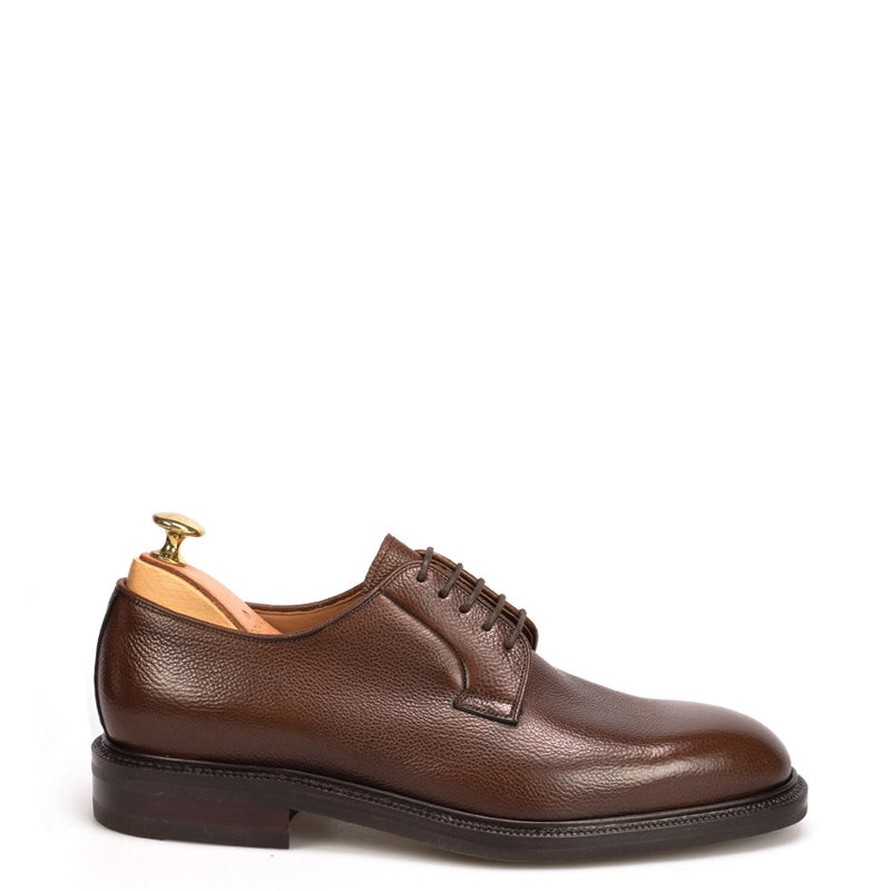 Plain Classic Polished Leather Derby Shoe Brown