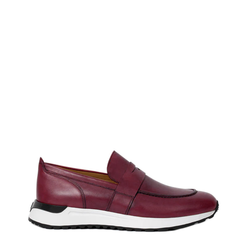 Wine Leather Men's Sneakers