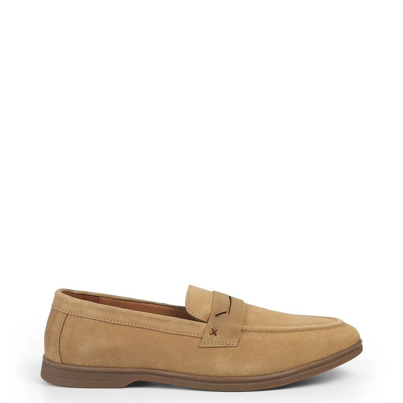 casual dress loafers Suede Casual Penny Leather Beige Loafer For Men – Italian Shoes Company