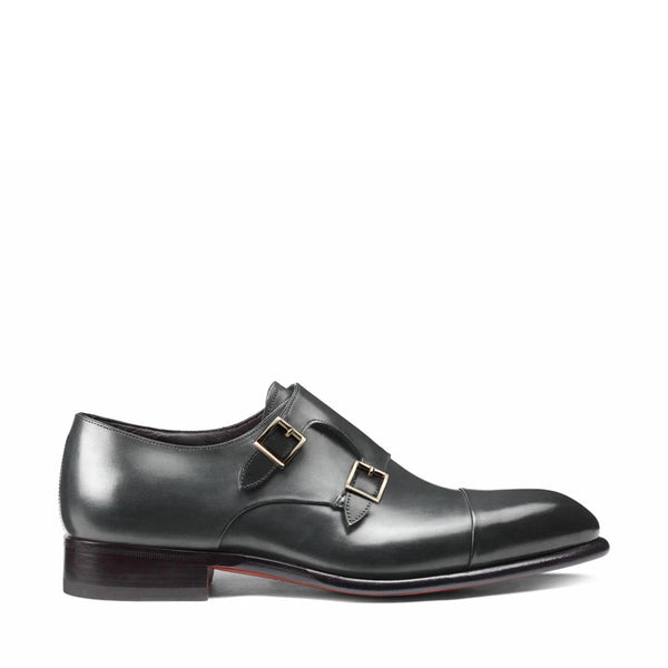 Leather Double Monk Strap Men Shoes