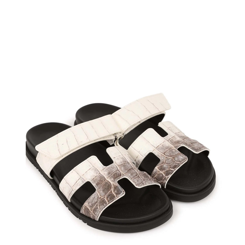 Luxury Croco Leather Matte / White Sandal