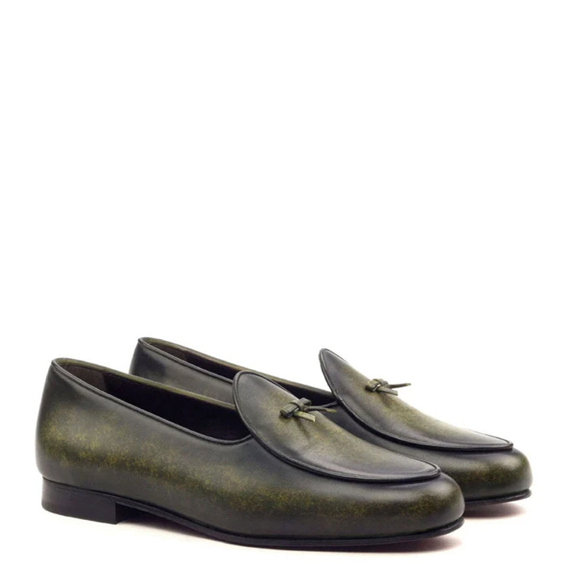 Classic Royale Olive Green Patina Leather Tassel Loafer