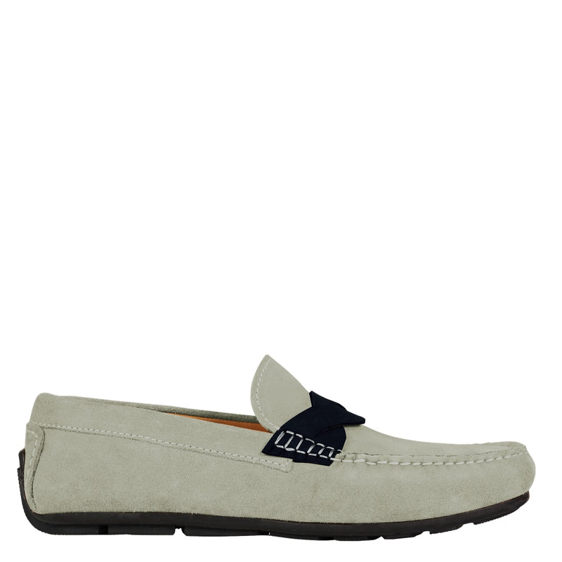 Penny Suede Cross Strap Leather Brown Loafer
