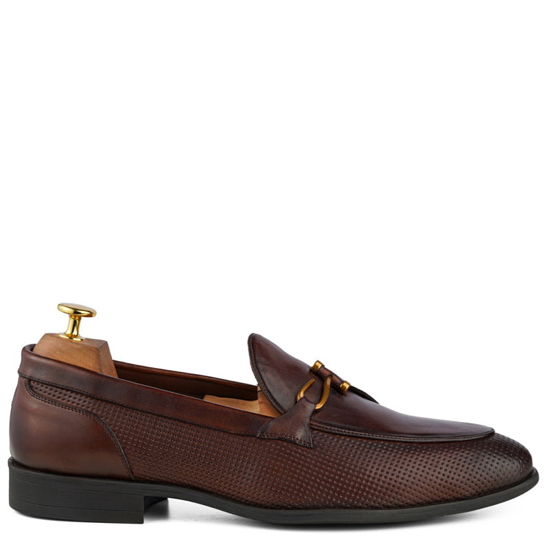 Classic Side Hook Leather Brown Loafer