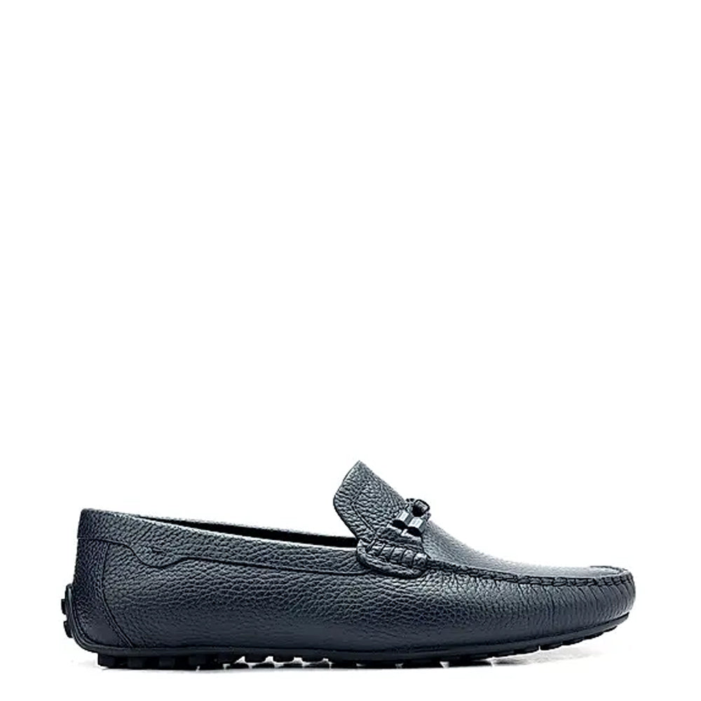 Men Textured Leather Driving Green Loafer