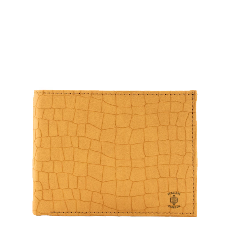 Croc Leather Bifold Yellow Wallet