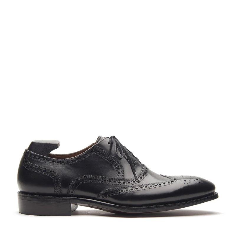 Men Lace-Up Leather Wingtip Oxford Black Shoe