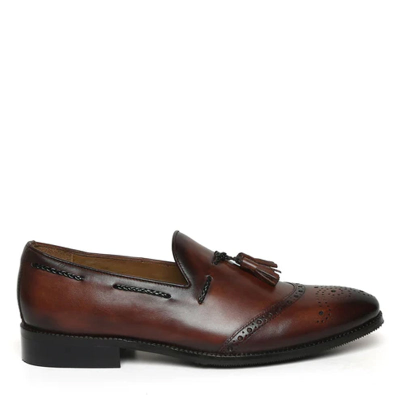Men Leather Slip On Tassel Loafers