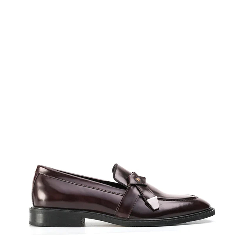 Men Slip-On Polished Leather Formal Burgundy Loafer