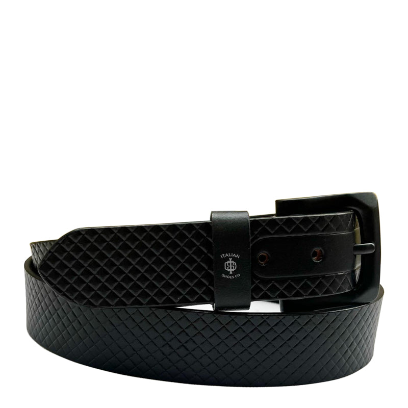 Pliancy Diamante Black Leather Belt