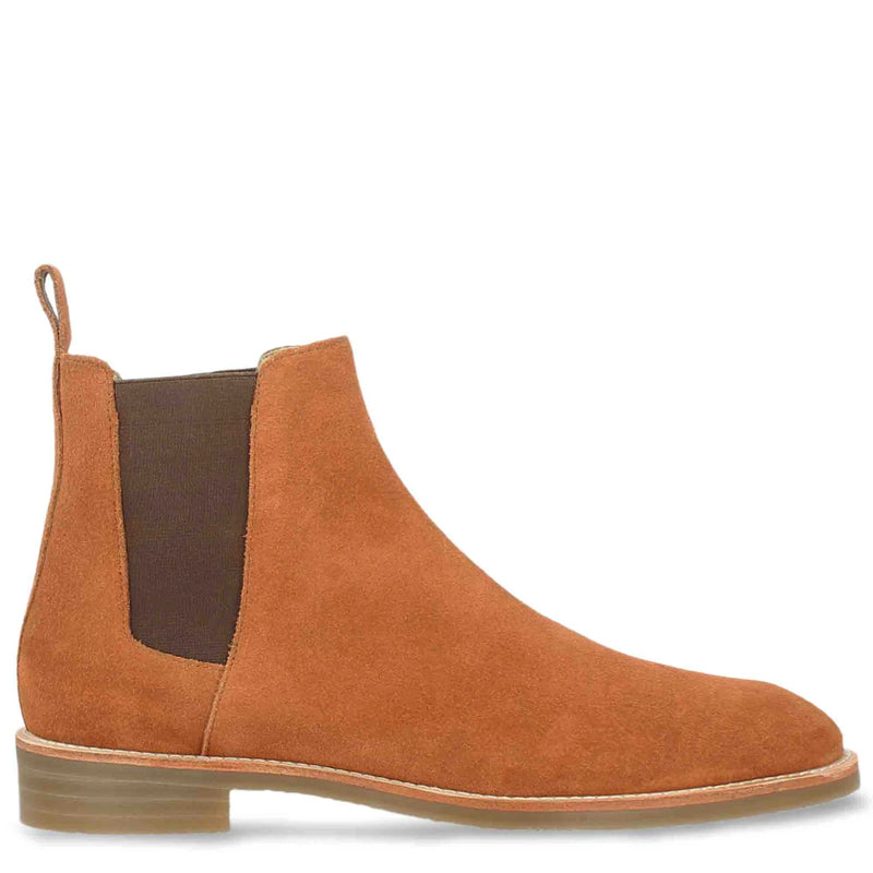 Men Suede Mid-Top Leather Chelsea Boot Tan