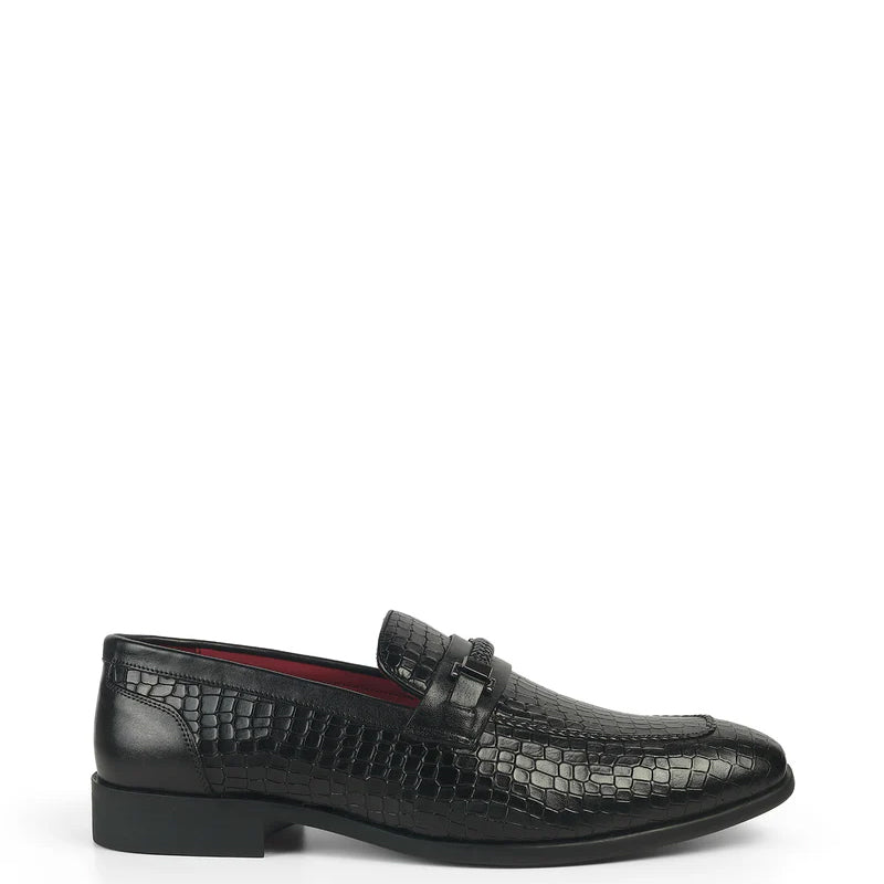 Men Crocodile Pattern Leather Stylish Loafer Brown