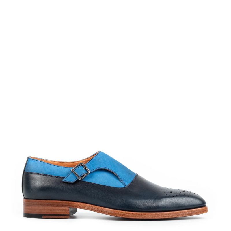 Danube Leather Single Monk Strap Shoe Blue