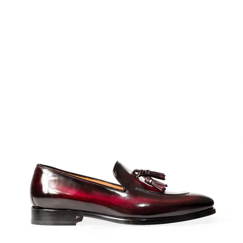 Pure Shiny Leather Tassel Burgundy Loafer
