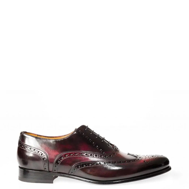 Men Wingtip Shiny Leather Oxford Burgundy Shoe – Italian Shoes Company