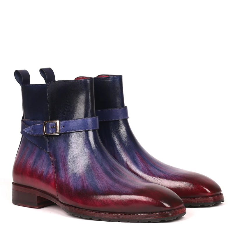Premium Patina Leather Blue and Purple Jodhpur Boot With Buckle
