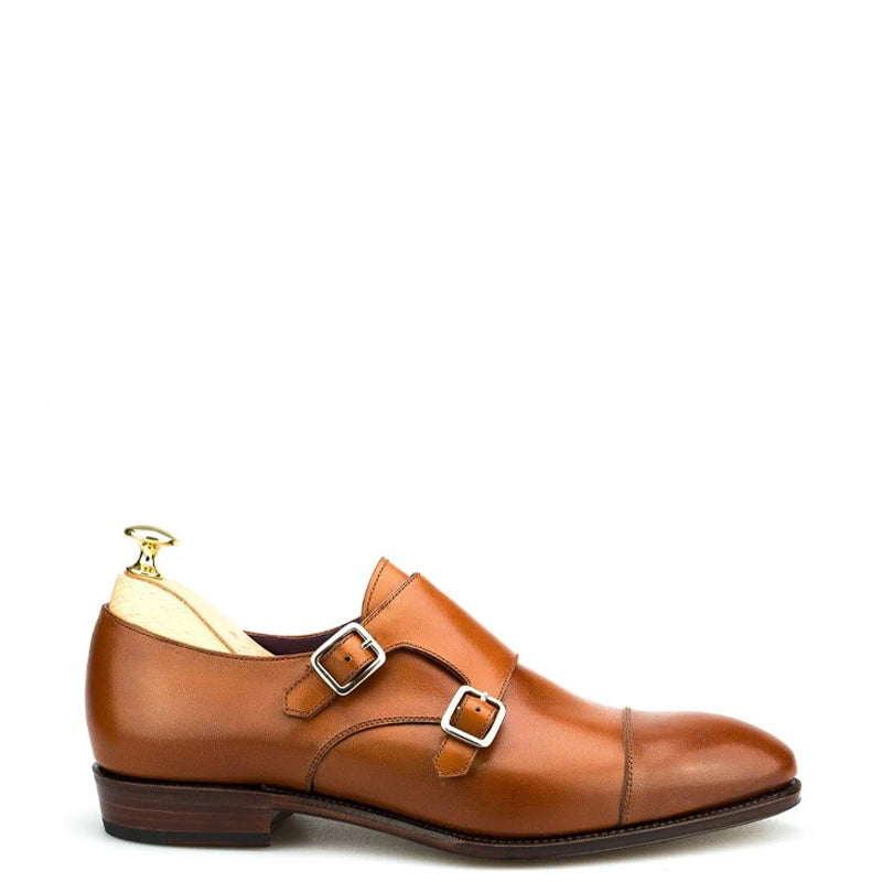 Premium Captoe Leather Double MonkStrap Shoe Tan