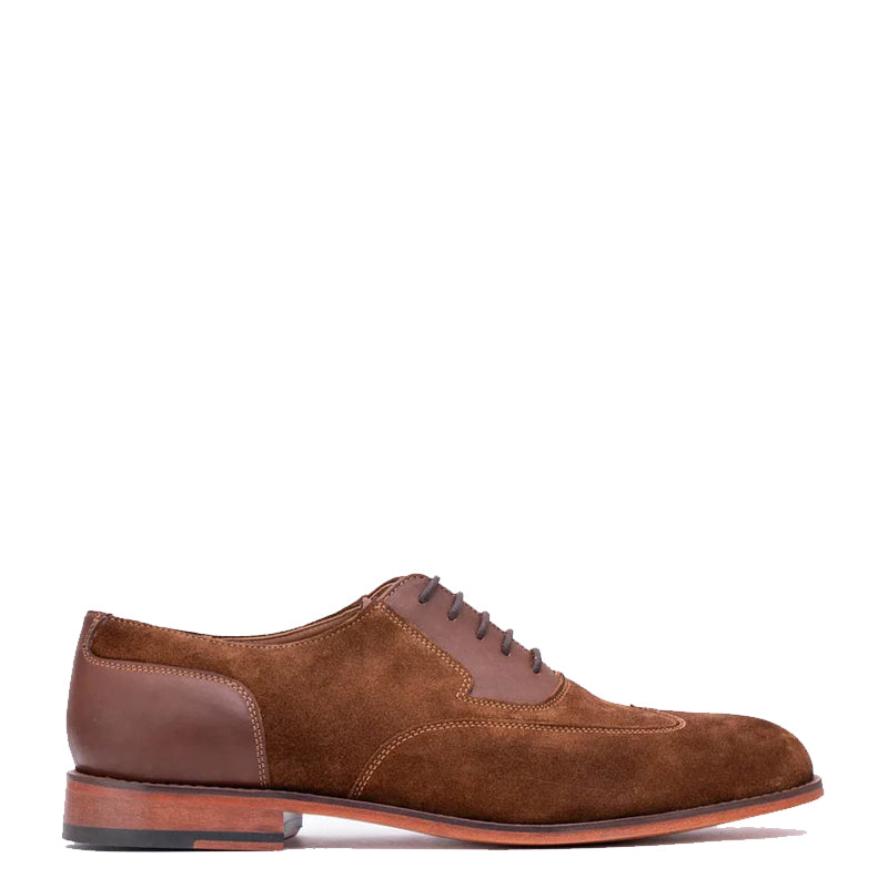 Suede Twin Texture Wingtip Leather Oxford Shoe Tan display picture 3