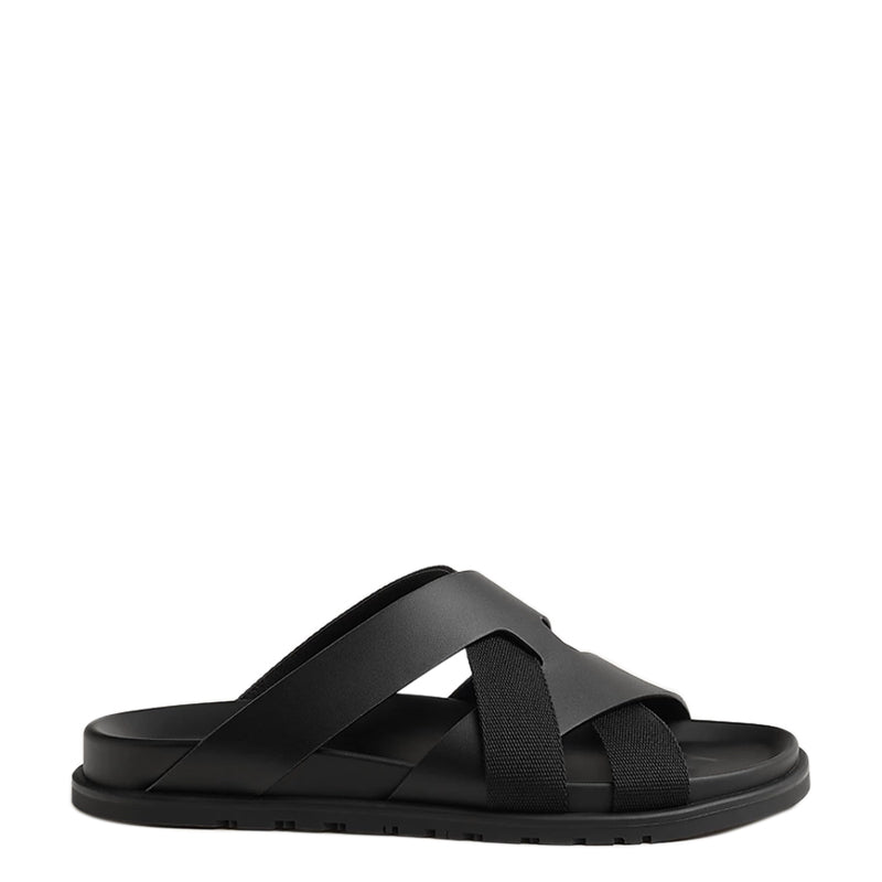 Men Textured Leather Comfort Tan Brown Sandal