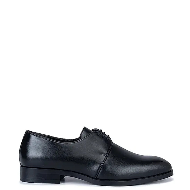 Plain Polished Shiny Leather Derby Shoe Black