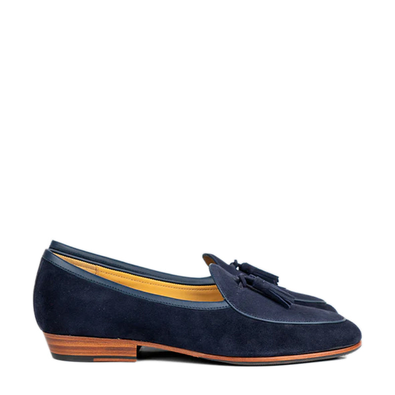 Classic Suede Leather Tassel Blue Loafer