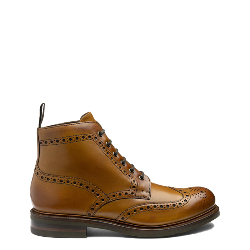 Leather Lace Up Wingtip High Ankle Black Boot