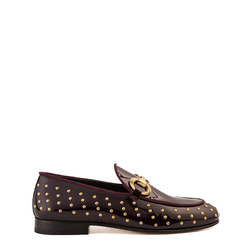 Black Spike Leather Bit Dress Loafer Men Shoe