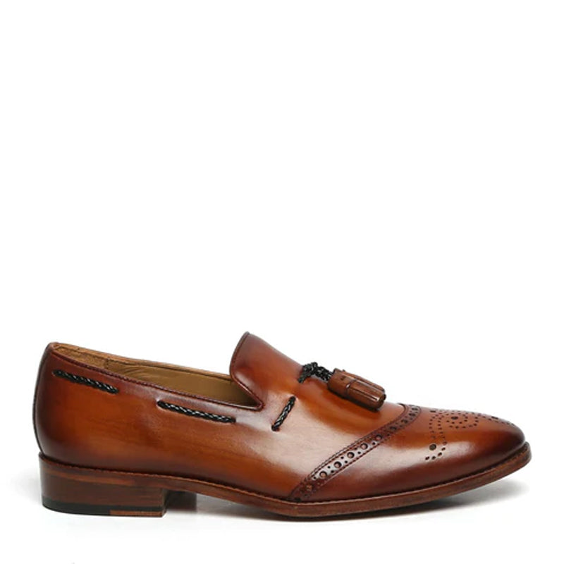 Men Leather Slip On Tassel Loafers