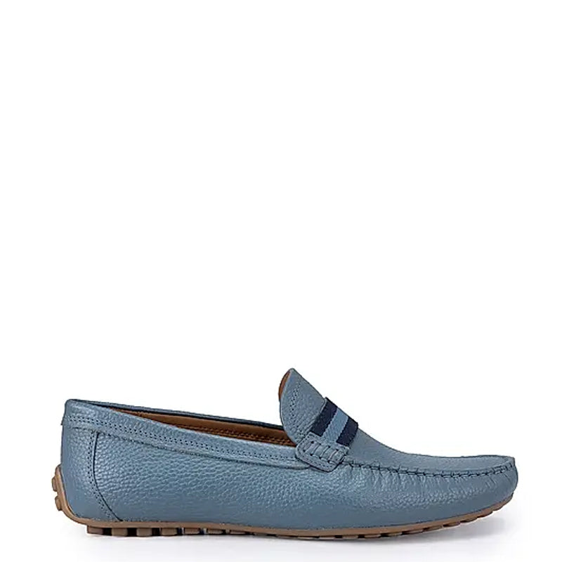 Premium Handmade Leather Moccasins Formal Blue Loafer display picture 3