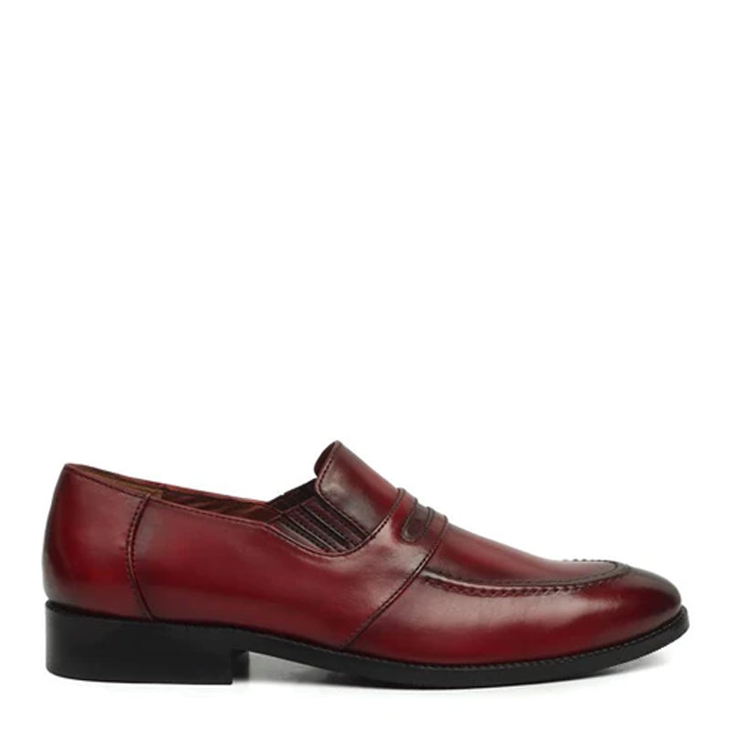 Blue Leather Penny Loafer For Men
