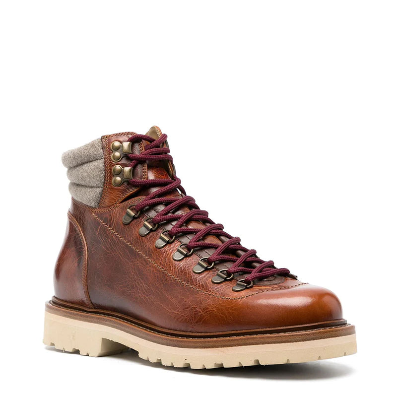 Wine Padded Ankle Lace Up boots