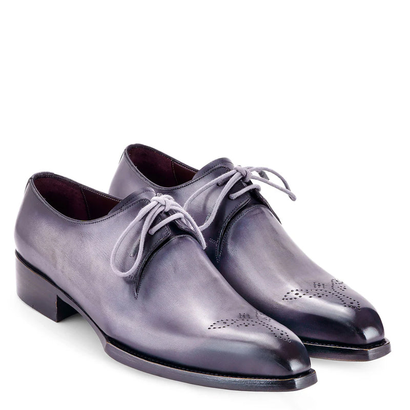 Leather Handmade Wingtip Derby Grey Shoe