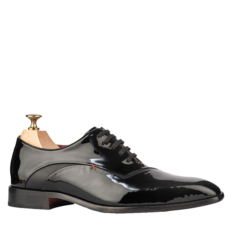 Patent Meta Cut Shiny Leather Oxford Black Shoe