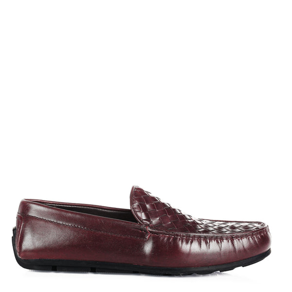 Premium Leather Weaved Textured Driving Loafer