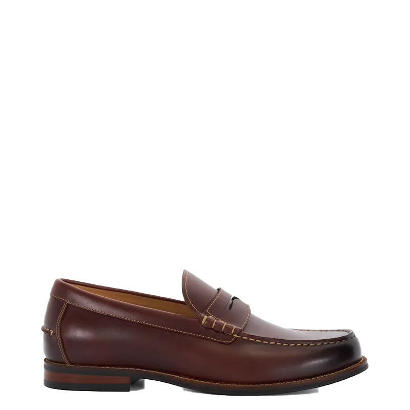 Leather Penny Trim Brown Loafer For Men