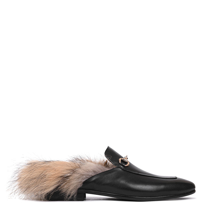 ALM VIVLOS LEATHER MULES （Fur Black）36 VIVLOS MULES LEATHER