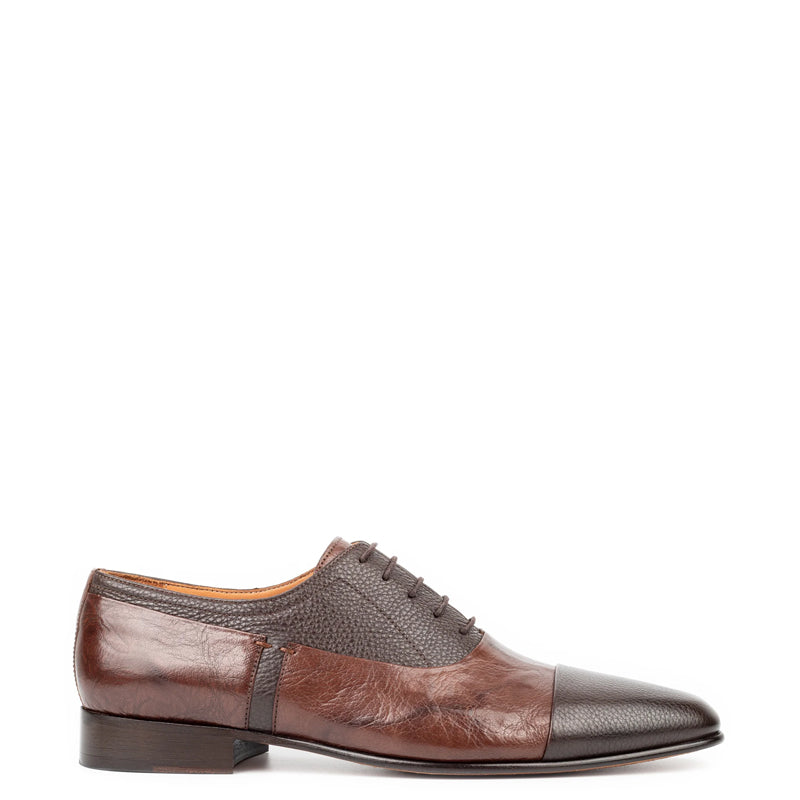 Pure Handmade Leather Textured Oxford Shoe Blue