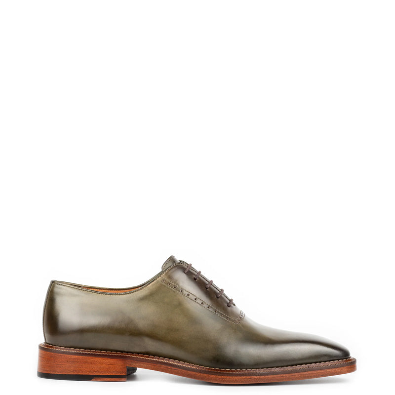 Pure Leather Handmade Wholecut Oxford Shoe Olive Green
