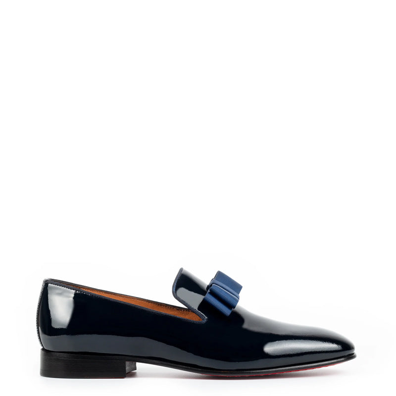 Patent Penny Solid Leather Blue Loafer