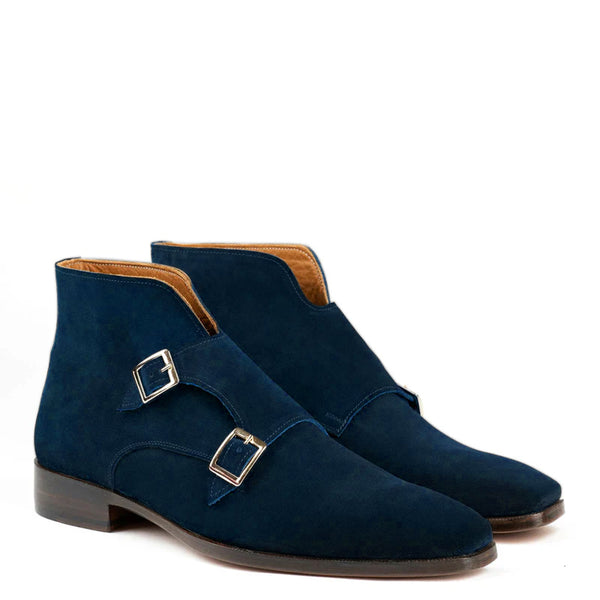 Luxury Suede Leather Double Buckle Ankle Boot