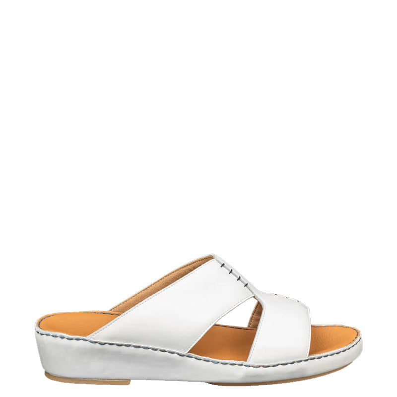 Open Toe Handmade Leather Comfort White Arabic Sandal